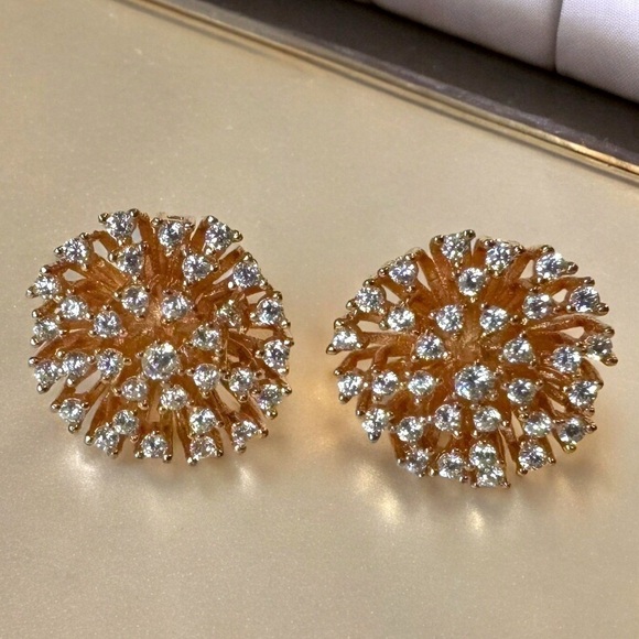 Rose Gold Over Sterling Crystal Starburst Stud Earrings - Picture 6 of 9